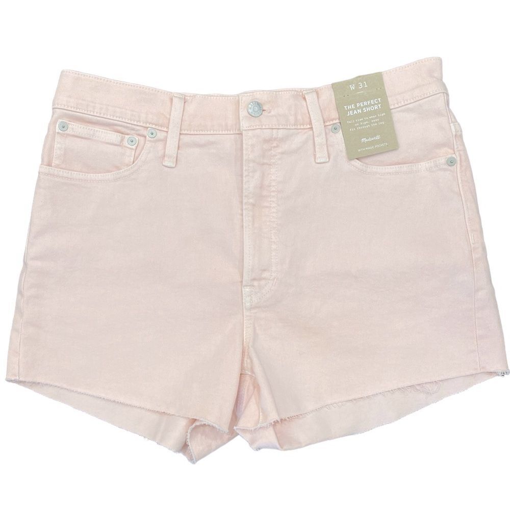 NWT Madewell Perfect Jean Short Light Pink Women’s Size 31 3” Inseam Frayed Hem